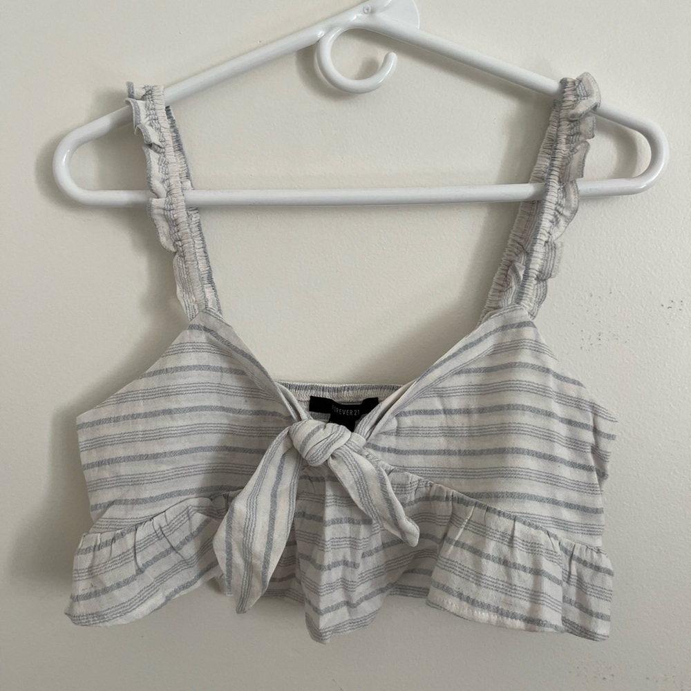 Blue and White Stripe Flowy Bra Top